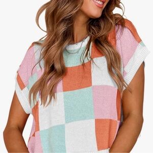 Colorful Checkered Women's Top crop Sweater